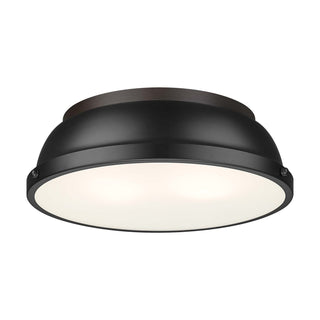 Buy rubbed-bronze-with-matte-black-glass-and-black-shade Duncan Flush Mount Light by Golden