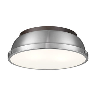 Buy rubbed-bronze-with-pewter-glass-and-silver-gray-shade Duncan Flush Mount Light by Golden