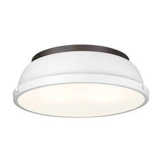 Buy rubbed-bronze-with-matte-white-glass-and-white-shade Duncan Flush Mount Light by Golden