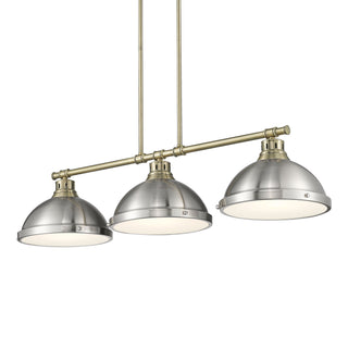 Buy aged-brass-with-pewter-glass-and-silver-gray-shade Duncan Pendant by Golden