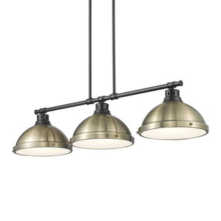 Buy matte-black-with-aged-brass-glass-and-brass-gold-shade Duncan Pendant by Golden