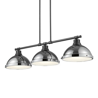 Buy matte-black-with-chrome-glass-and-silver-gray-shade Duncan Pendant by Golden