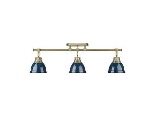 Buy aged-brass-with-navy-blue-glass-and-blue-shade Duncan Directional Semi-Flush Mount Light by Golden