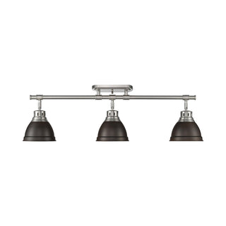Buy pewter-with-rubbed-bronze-glass-and-amber-brown-shade Duncan Semi-Flush Mount Ceiling Light by Golden