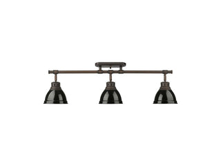 Buy rubbed-bronze-with-black-glass-and-black-shade Duncan Directional Semi-Flush Mount Light by Golden