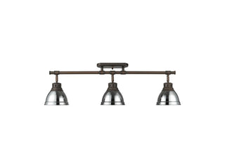 Buy rubbed-bronze-with-chrome-glass-and-silver-gray-shade Duncan Directional Semi-Flush Mount Light by Golden