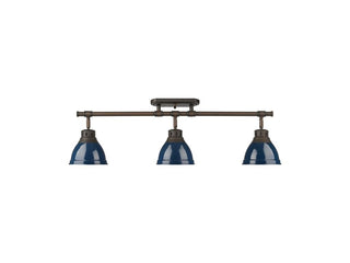 Buy rubbed-bronze-with-navy-blue-glass-and-blue-shade Duncan Directional Semi-Flush Mount Light by Golden
