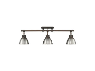 Buy rubbed-bronze-with-pewter-glass-and-silver-gray-shade Duncan Directional Semi-Flush Mount Light by Golden