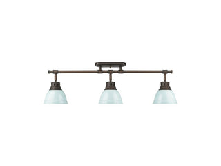 Buy rubbed-bronze-with-seafoam-glass-and-green-shade Duncan Directional Semi-Flush Mount Light by Golden