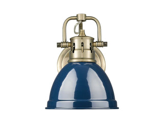 Buy aged-brass-with-navy-blue-glass-and-blue-shade Duncan Vanity by Golden