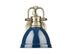Aged Brass with Navy Blue Glass and Blue Shade