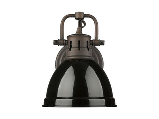 Buy rubbed-bronze-with-black-glass-and-black-shade Duncan Vanity by Golden