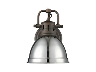 Buy rubbed-bronze-with-chrome-glass-and-silver-gray-shade Duncan Vanity by Golden