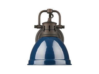 Buy rubbed-bronze-with-navy-blue-glass-and-blue-shade Duncan Vanity by Golden