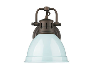 Buy rubbed-bronze-with-seafoam-glass-and-green-shade Duncan Vanity by Golden