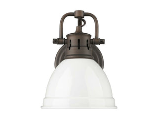 Buy rubbed-bronze-with-white-glass-and-white-shade Duncan Vanity by Golden