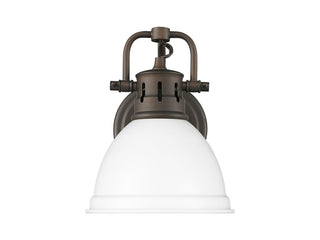 Buy rubbed-bronze-with-matte-white-glass-and-white-shade Duncan Vanity by Golden