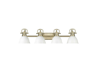 Buy aged-brass-with-matte-white-glass-and-white-shade Duncan Vanity by Golden