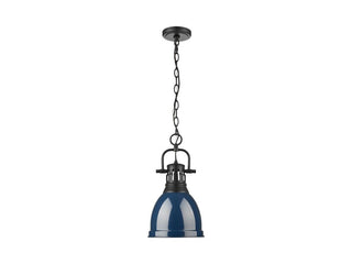 Buy matte-black-with-navy-blue-glass-and-blue-shade Duncan Pendant by Golden