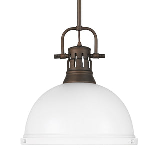 Buy rubbed-bronze-with-matte-white-glass-and-white-shade Duncan Pendant by Golden