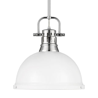 Buy chrome-with-matte-white-glass-and-white-shade Duncan Pendant by Golden
