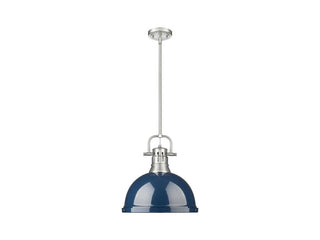 Buy pewter-with-navy-blue-glass-and-blue-shade Duncan Pendant by Golden