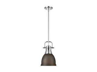 Buy chrome-with-rubbed-bronze-glass-and-amber-brown-shade Duncan Pendant by Golden