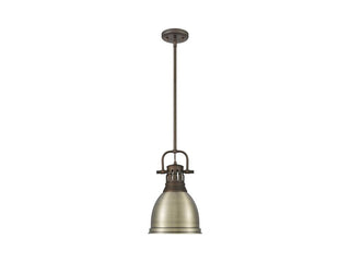 Buy rubbed-bronze-with-aged-brass-glass-and-brass-gold-shade Duncan Pendant by Golden