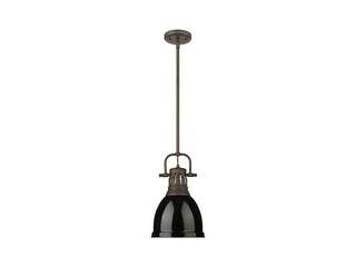 Buy rubbed-bronze-with-black-glass-and-black-shade Duncan Pendant by Golden
