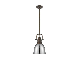 Buy rubbed-bronze-with-chrome-glass-and-silver-gray-shade Duncan Pendant by Golden