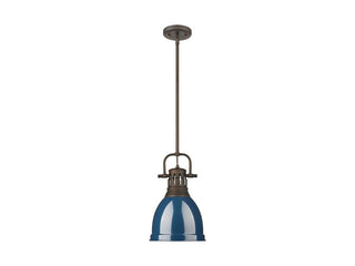 Buy rubbed-bronze-with-navy-blue-glass-and-blue-shade Duncan Pendant by Golden