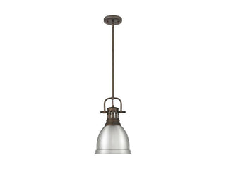 Buy rubbed-bronze-with-pewter-glass-and-silver-gray-shade Duncan Pendant by Golden