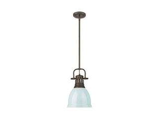 Buy rubbed-bronze-with-seafoam-glass-and-green-shade Duncan Pendant by Golden