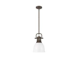 Buy rubbed-bronze-with-matte-white-glass-and-white-shade Duncan Pendant by Golden