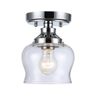 Buy chrome-with-clear-glass-glass-and-clear-shade Daphne Semi-Flush Mount Ceiling Light by Golden