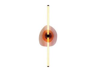 Buy rose-gold-with-hammered-blue-glass-backplate-and-orange-water-glass-front-plate-glass-and-pink-shade Colorella Sconce by Golden