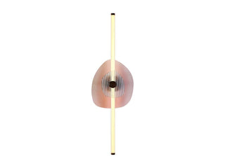 Buy rose-gold-with-hammered-blue-glass-backplate-and-reeded-blue-glass-front-plate-glass-and-pink-shade Colorella Sconce by Golden
