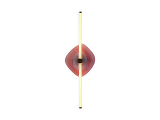Buy rose-gold-with-hammered-blue-glass-backplate-and-reeded-blue-glass-front-plate-glass-and-purple-shade Colorella Sconce by Golden