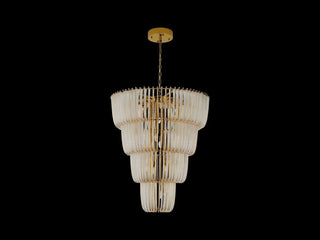 Buy titanium-gold-with-hammered-glass-panels-with-gold-trim-glass-and-brass-gold-shade Shahi Chandelier by Golden