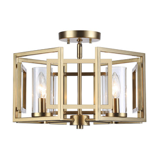 Buy brushed-champagne-brass-with-clear-glass-glass-and-clear-shade Marco Flush Mount Ceiling Light by Golden