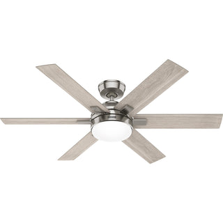 Buy brushed-nickel-finish-with-light-gray-oak-blades Georgetown Ceiling Fan with Light by Hunter