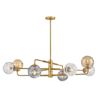Buy heritage-brass-with-multi-colored-swirl-glass-and-multicolor-shade Oberon Chandelier by Fredrick Ramond