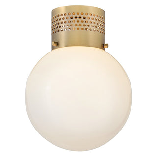 Buy lacquered-brass-with-cased-opal-glass-and-white-shade Taj Flush Mount Ceiling Light by Lark
