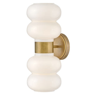 Buy lacquered-brass-with-cased-opal-glass-and-white-shade Nadia Outdoor (Damp) Sconce by Lark