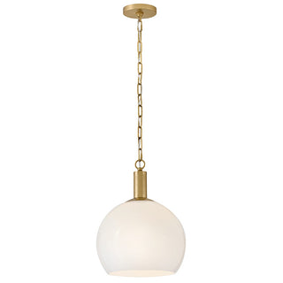 Buy lacquered-brass-with-cased-opal-glass-and-white-shade Rivi Pendant by Lark