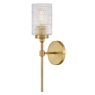 Buy lacquered-brass-with-clear-hobnail-glass-and-clear-textured-shade Mabel Outdoor (Damp) Sconce by Lark