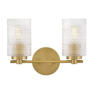 Buy lacquered-brass-with-clear-hobnail-glass-and-clear-textured-shade Mabel Vanity by Lark