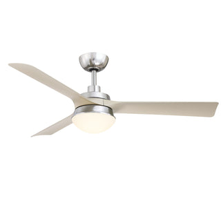 Buy brushed-nickel-finish-with-gray-blades Barlow Outdoor (Damp) Ceiling Fan with Light by Fanimation