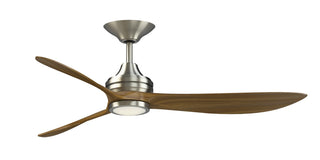 Buy brushed-nickel-finish-with-koa-blades 3-Blades Aviara Outdoor (Damp) Ceiling Fan with Light by Fanimation