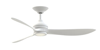 Buy matte-white-finish-with-white-washed-blades 3-Blades Aviara Outdoor (Damp) Ceiling Fan with Light by Fanimation